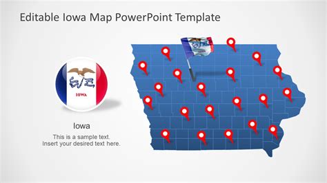 Iowa Us State With Counties Powerpoint Map Slidemodel