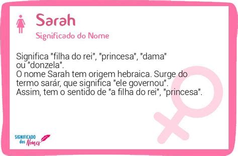Significado Do Nome Sarah Significado Dos Nomes