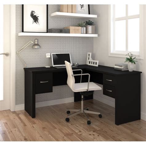 Bestar Somerville L Shaped Desk In Black Black Desk Office Home