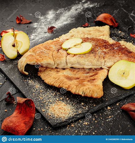 Gozleme With Apples Turkish Stuffed Flatbread On A Stone Board Square