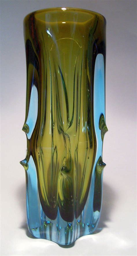 Kamei Japanese Art Glass Vase Vintage With Label