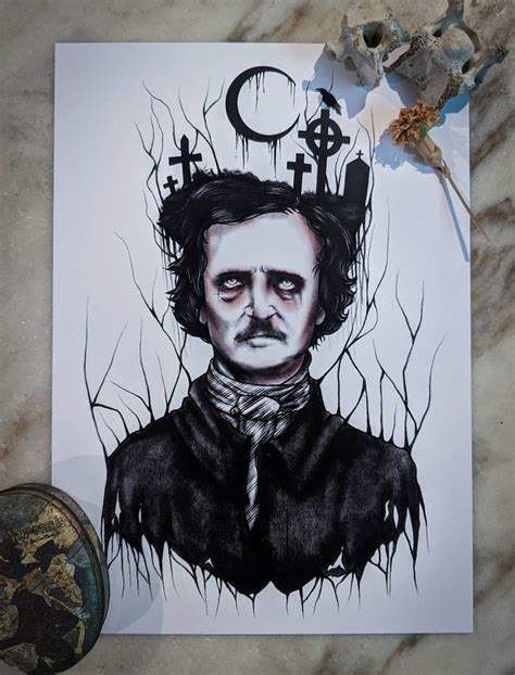Edgar Allan Poe Gothic Dark Nevermore Fine Original Art Print Etsy