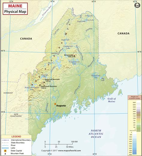 Maine Physical Wall Map By Maps Of World