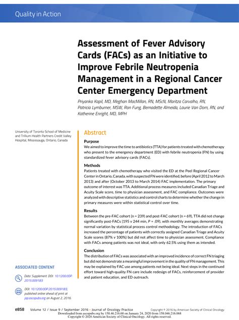 Pdf Assessment Of Fever Advisory Cards Facs As An Initiative To