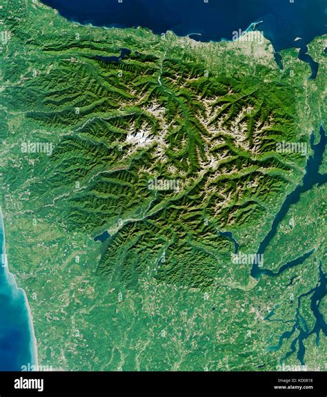 Satellite Image Of Olympic National Park Washington State Usa Stock