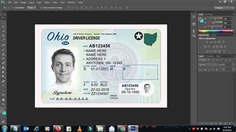 Ohio Drivers License Psd Template New Edition Download Photoshop File