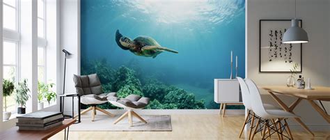 Hawaiian Green Sea Turtle Trendy Wall Mural Photowall