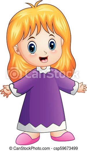 Vector Illustration Of Cute Little Woman Cartoon Canstock