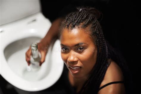 Drunk Party And Bathroom Nausea Of A Black Woman With A Alcoholic