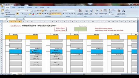 Excel Organization Chart Template Demonstration Youtube