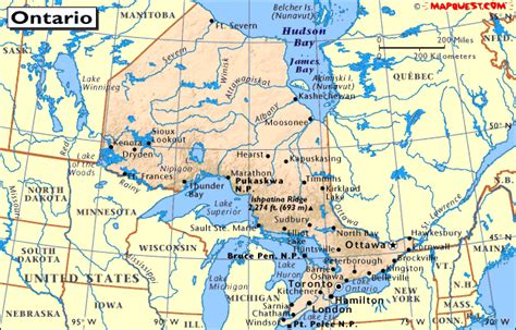Map Of Ontario Canada Showing Cities States Of Americ