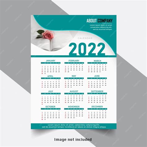 Premium Vector Modern New 2022 Year Calendar Design Template