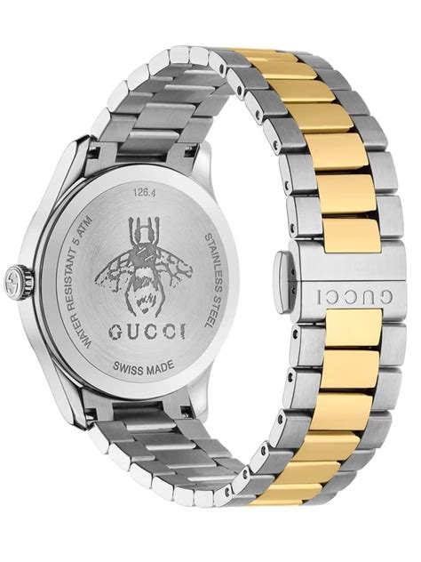 Gucci Ladies G Timeless Two Tone Gold Bee Motif Dial Bracelet Watch