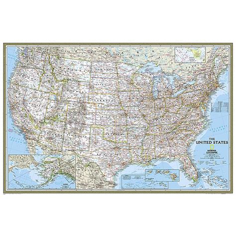 National Geographic United States Classic Wall Map Laminated 36 X