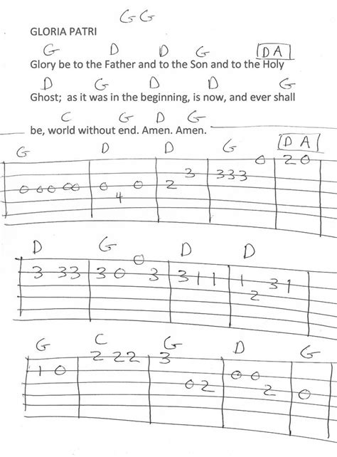 Gloria Patri Hymn Guitar Chord Chart In G Major Learn Guitar Songs