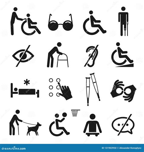Disabled People Care And Disability Icon Set Stock Vector