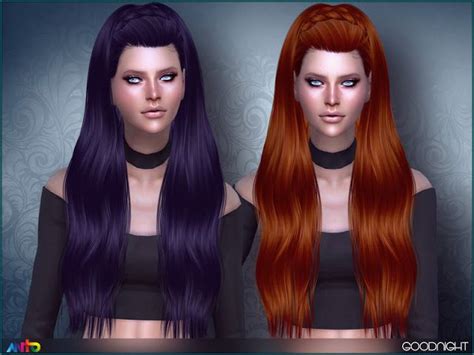 Sims 4 Ccs The Best Anto Goodnight Hair Wavy Hair With Braid