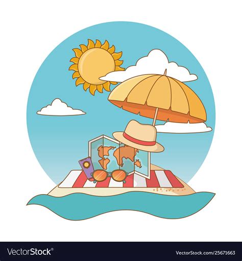 Summer Vacation Beach Objects Cartoon Royalty Free Vector