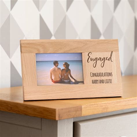 Personalised Engaged Oak Photo Frame By Mirrorin