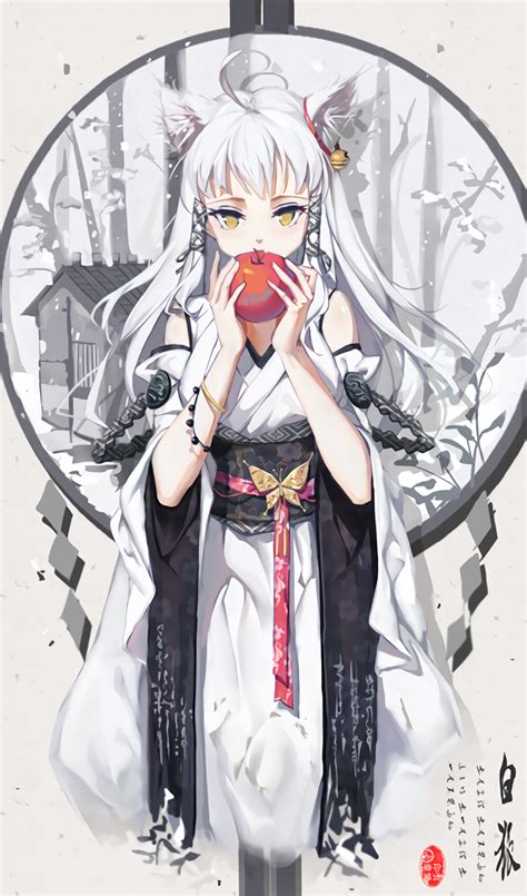 Anime Kitsune Girl With White Hair Posted By Christian Craig
