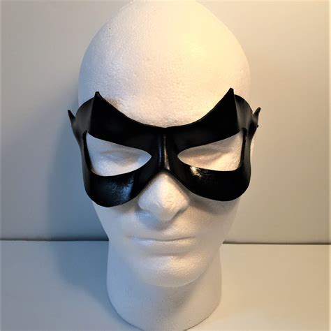 Black Leather Mask Black Superhero Mask Masquerade Prom Etsy