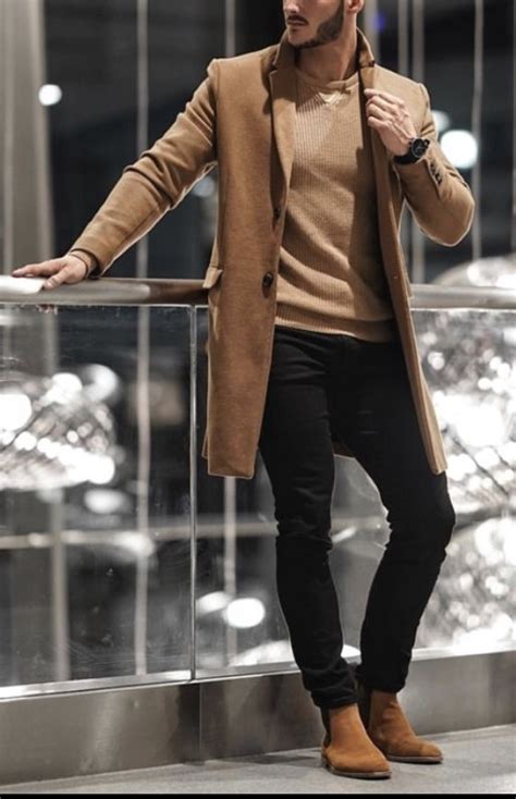 Mens Brown Coat Fall Outfits For Men Moda Maschile Casual Uomini Moda Casual Moda Uomo Casual