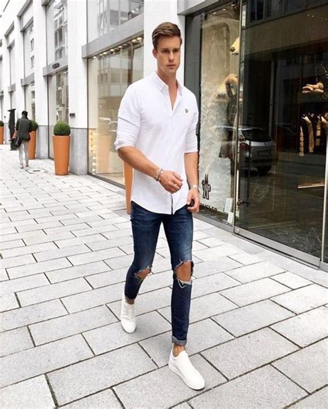 30 Blue Jeans And White Shirt Outfits Ideas For Men Urban Style