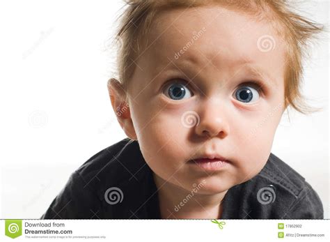 Baby With Big Blue Eyes Stock Photo Image Of Grey Little
