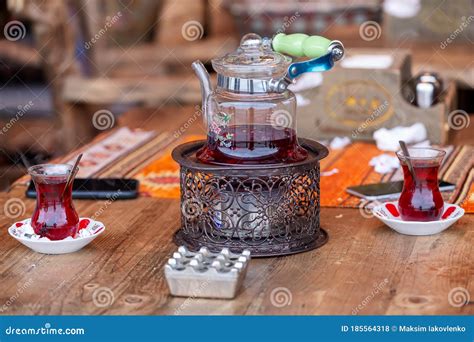 Turkish Tea In Traditional Glasses On Table Traditional Turkish Tea