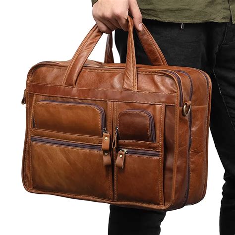 Luxury European Brand Designer Natural Genuine Leather Men Handbag