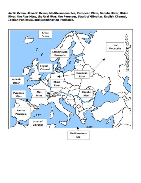Physical Map Of Europe Answers