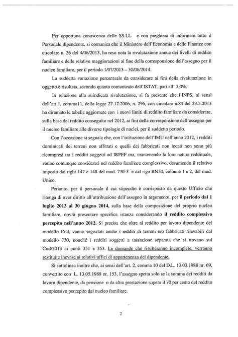 S I A P Segreteria Provinciale Torino Assegno Per Il Nucleo