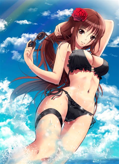 Wallpaper Illustration Anime Girls Brunette Beach Bikini Amagi Sexiz Pix