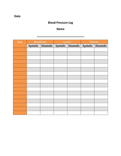 Free Printable Blood Pressure Record Chart Optiondax