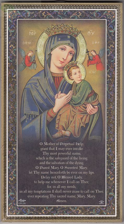 Gold Foiled Wood Prayer Plaque Our Lady Perpetual Help Crafted In Italy