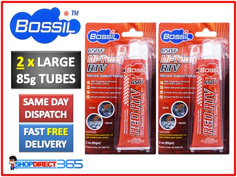 2 X BOSSIL RTV SILICONE INSTANT GASKET MAKER RED HIGH TEMP SEALANT 85g