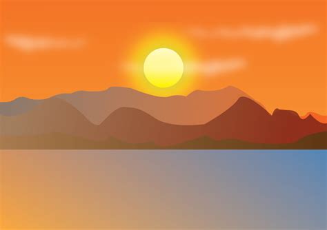 Lake And Mountain Sunset Landscape Vector Landscape Free