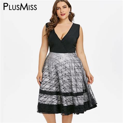 PlusMiss Plus Size 5XL XXXXL XXXL Sexy Sleeveless V Neck Party Dresses