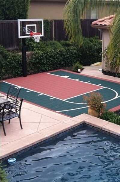 Backyard basketball courts are typically influenced heavily by space availability and budget restrictions, but many people like to incorporate many of the standard basketball court dimensions into their designs. 27 Outdoor Home Basketball Court Ideas | Basketball court ...