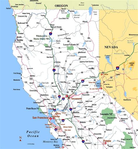 Detailed Road Map Of Northern California Free Printable Maps
