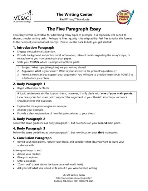 Five Paragraph Essay Outline Download Printable Pdf Templateroller