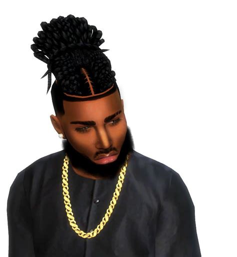 Braided Dread Bun Sims 4 Cc Custom Content Male Hairstyle By