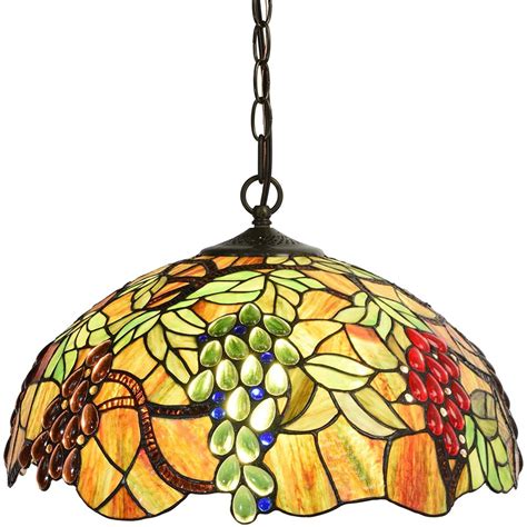 Bieye L10762 Grape Tiffany Style Stained Glass Ceiling Pendant Light