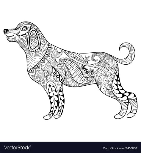 Zentangle Dog Print For Adult Coloring Page Vector Image