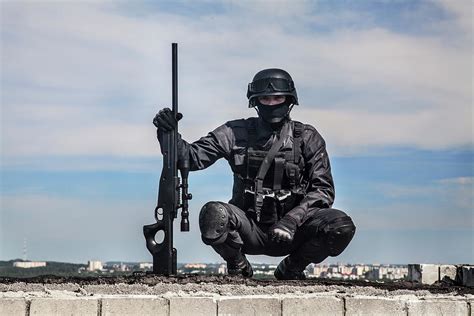 Swat Police Sniper In Black Uniform Photograph By Oleg Zabielin Pixels
