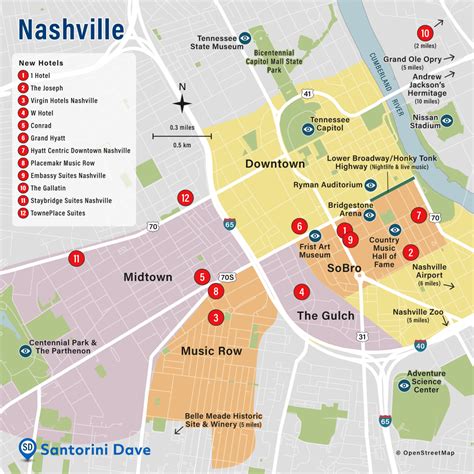 Walking Map Of Downtown Nashville