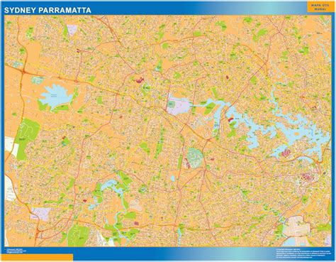 Sydney Parramatta Laminated Wall Map Laminated Wall Maps Of The World Sexiz Pix