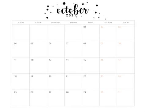 Free Printable October 2021 Calendars World Of Printables