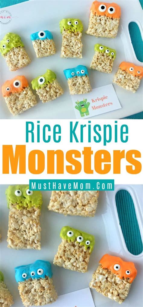 Rice Krispie Bar Monsters Treats Great For A Monster Party Food Or