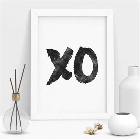 Xo Hugs And Kisses Black And White Typography Print By The Motivated